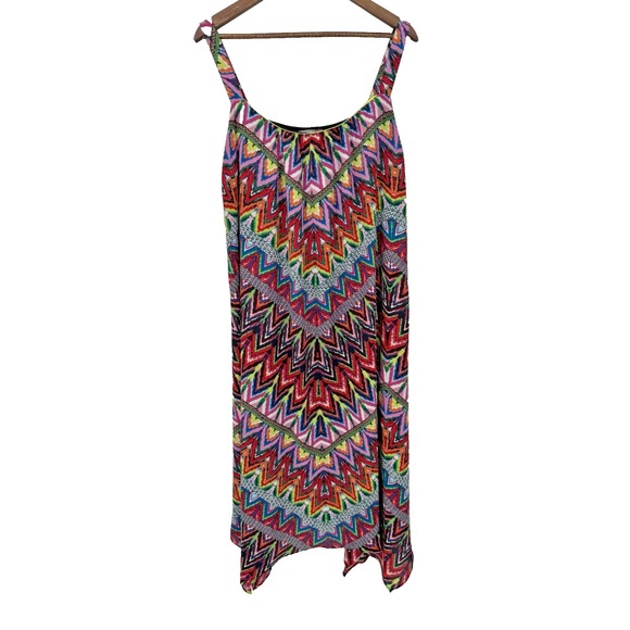 NY Collection Dresses & Skirts - NY Collection Maxi Dress Women M Sleeveless Asymmetric Abstract Stretch Artsy